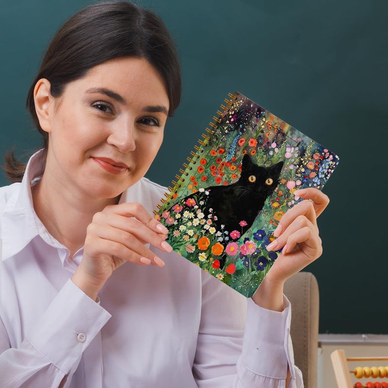 CQM 2 Packs Cat Spiral Notebook Pretty Aesthetic College Ruled Journaling Notebooks Cat Themed Gifts for Women Mom Teacher Friend Journals for Writing Notebook Journal Office Classroom Home Supplies - Image 5